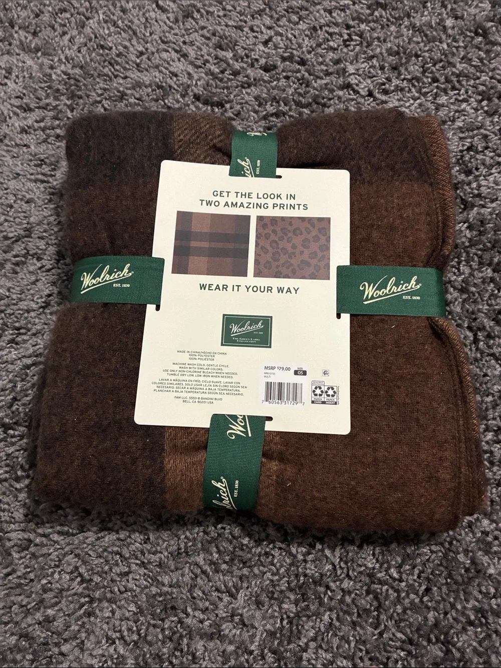 Brown woolrich reversible wrap - Picture 3 of 4